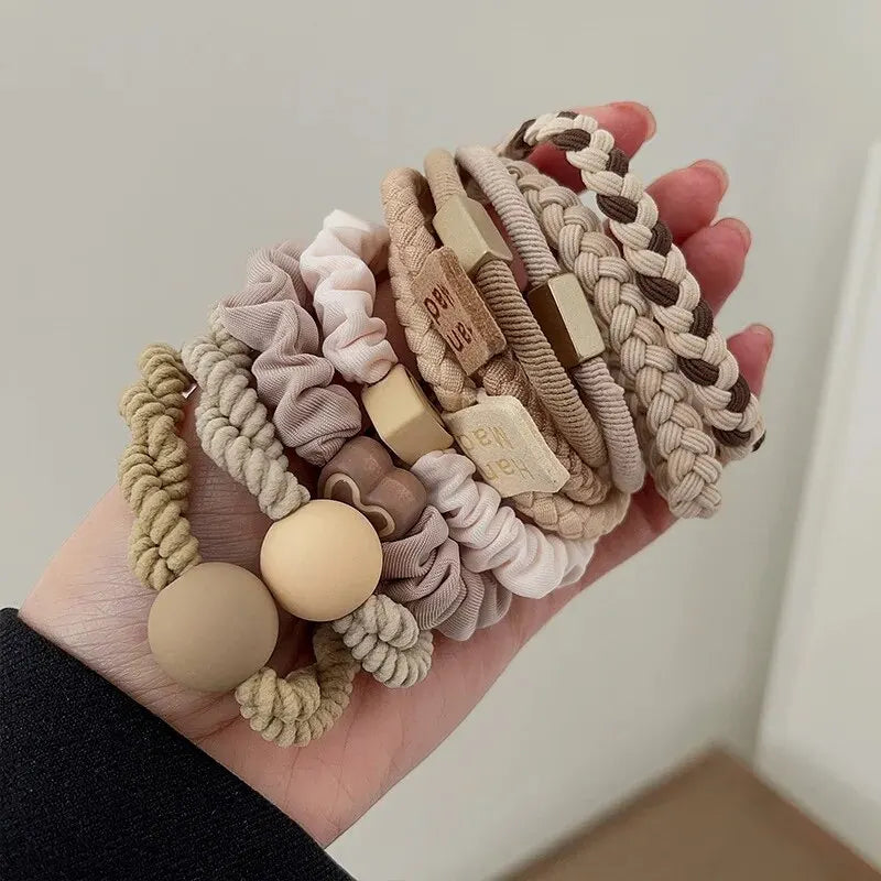 10PCS Headband Leather Band Female High Ponytail Holster Hair Accessories