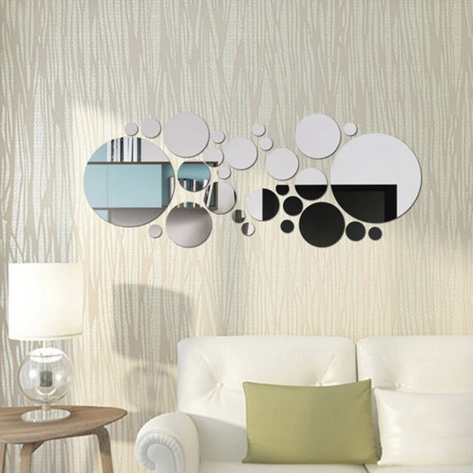 26pcs Round Acrylic Mirror Stickers - Self-Adhesive Removable Bathroom/Kitchen Wall Decor.