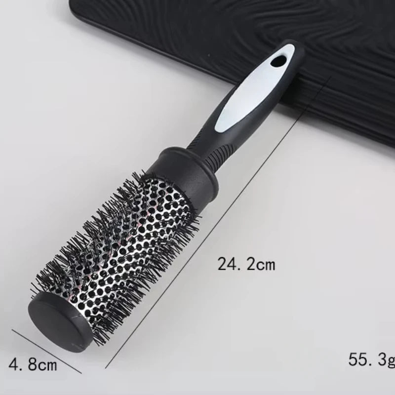 Hair Styling Hair Brush Nylon Comb Cylinder Curly Hair Rolling Comb Thermal Aluminum Tube Round Barrel Hair Comb Curly Tool