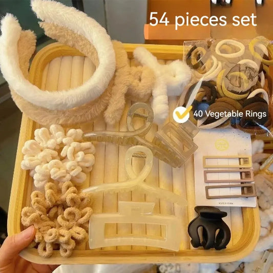 54pcs Autumn Winter Milk Tea Color Hair Bands