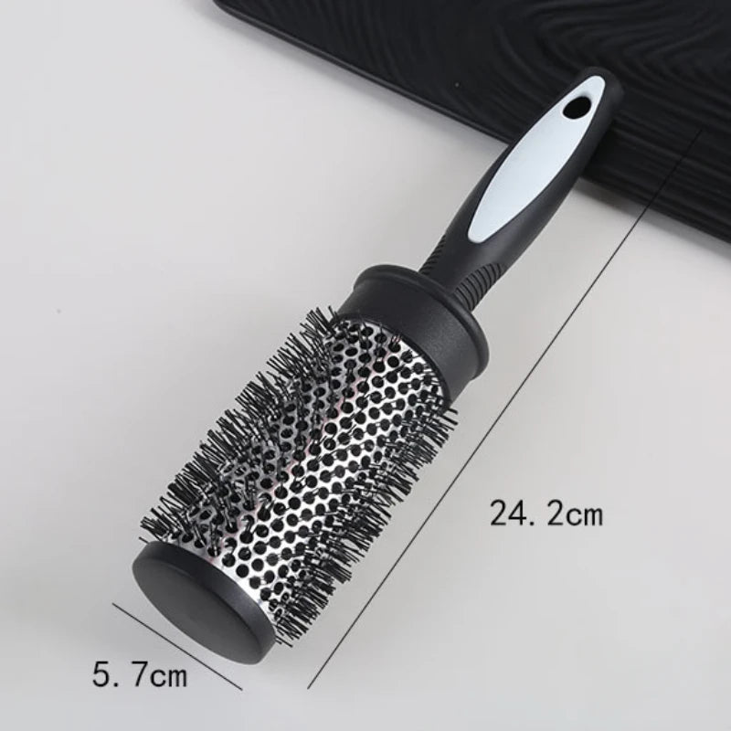 Hair Styling Hair Brush Nylon Comb Cylinder Curly Hair Rolling Comb Thermal Aluminum Tube Round Barrel Hair Comb Curly Tool