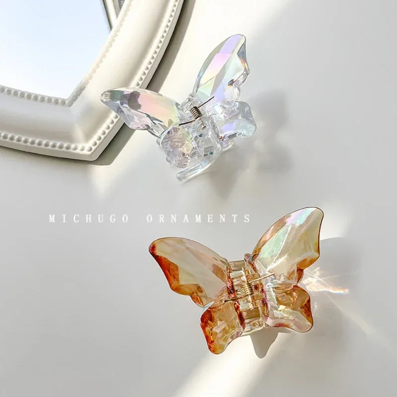 Crystal Butterfly Mermaid Hair Claw Girls Back Head Clamp Clip Transparent Large Hair Clips Hairpins Headdress Hair Accessories
