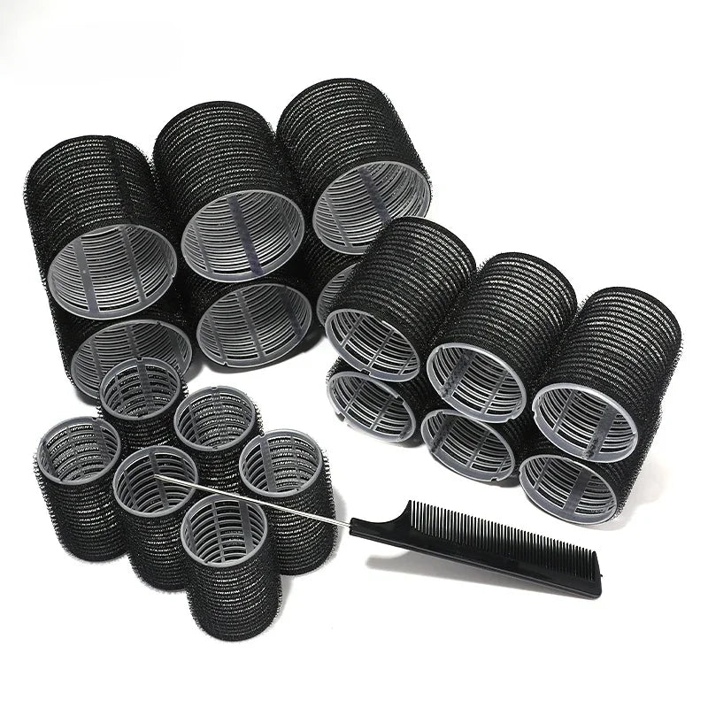 28pcs/Set Hair Roller Sets 18pcs Plastic Self Grip Hair Curlers 3 Sizes Hair Rollers 10pcs Metal Clips