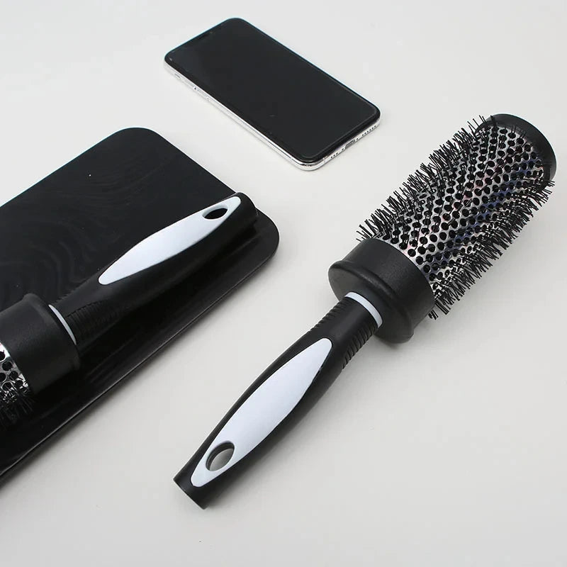 Hair Styling Hair Brush Nylon Comb Cylinder Curly Hair Rolling Comb Thermal Aluminum Tube Round Barrel Hair Comb Curly Tool