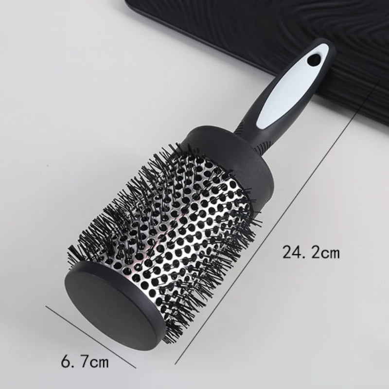 Hair Styling Hair Brush Nylon Comb Cylinder Curly Hair Rolling Comb Thermal Aluminum Tube Round Barrel Hair Comb Curly Tool