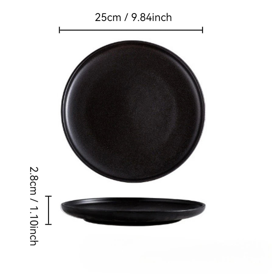 Ceramic Black Plates Dishes Japanese Style Dinnerware Set