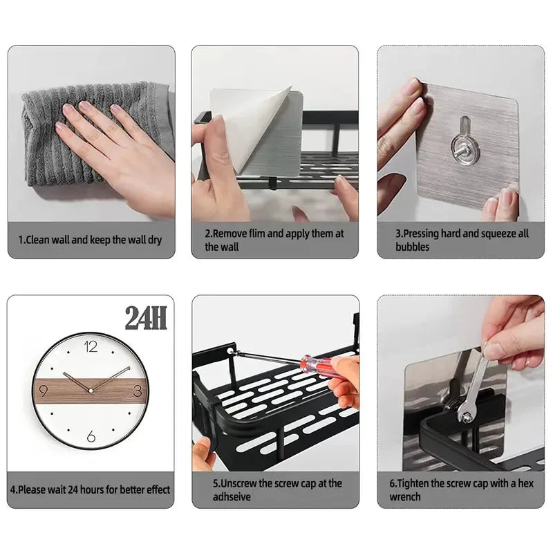 Wall mounted shower shampoo rack bathroom rack