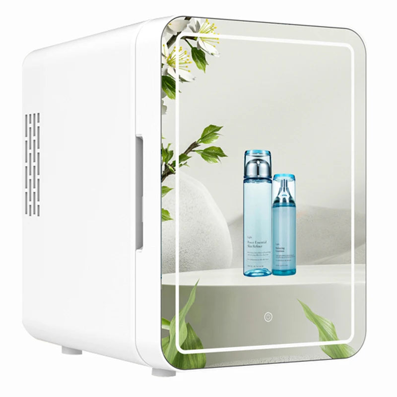 4L Mini Makeup Fridge WIth LED Light Mirror Portable Cosmetic Storage Refrigerator