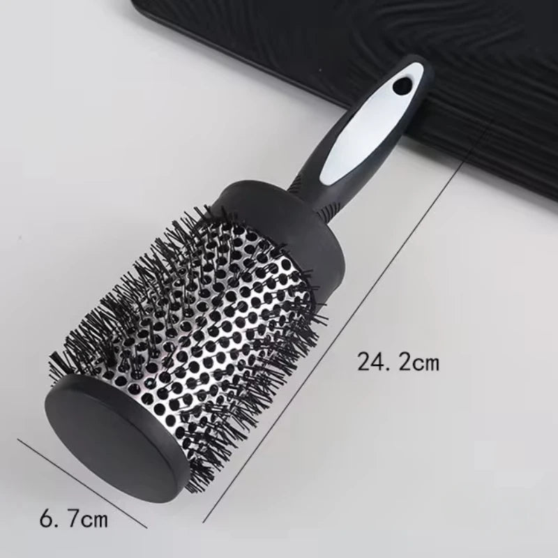 Hair Styling Hair Brush Nylon Comb Cylinder Curly Hair Rolling Comb Thermal Aluminum Tube Round Barrel Hair Comb Curly Tool