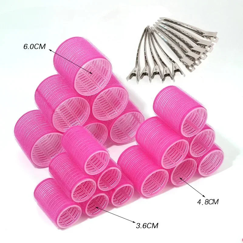 28pcs/Set Hair Roller Sets 18pcs Plastic Self Grip Hair Curlers 3 Sizes Hair Rollers 10pcs Metal Clips