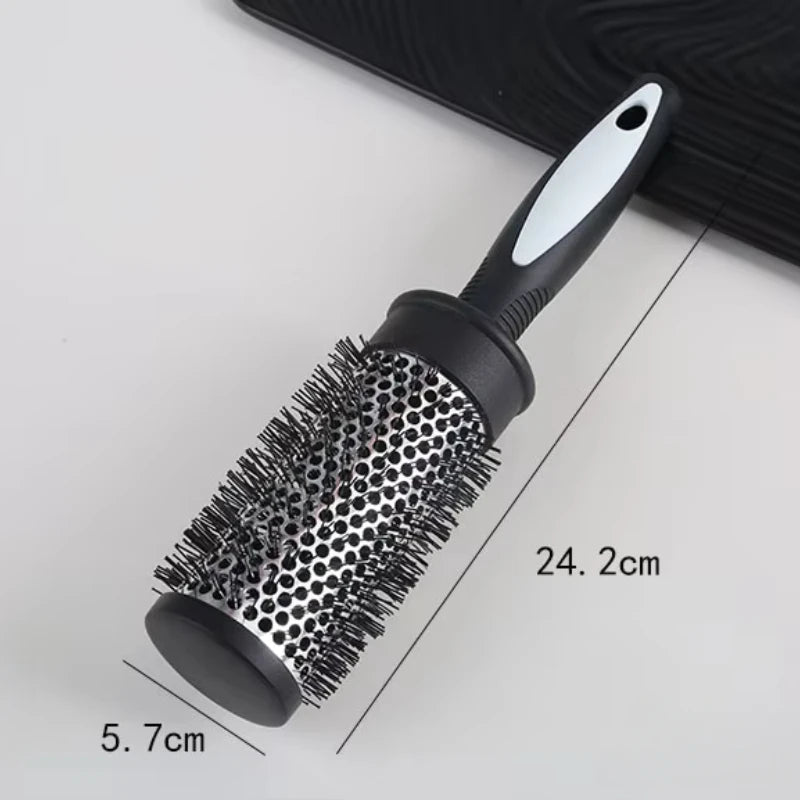Hair Styling Hair Brush Nylon Comb Cylinder Curly Hair Rolling Comb Thermal Aluminum Tube Round Barrel Hair Comb Curly Tool