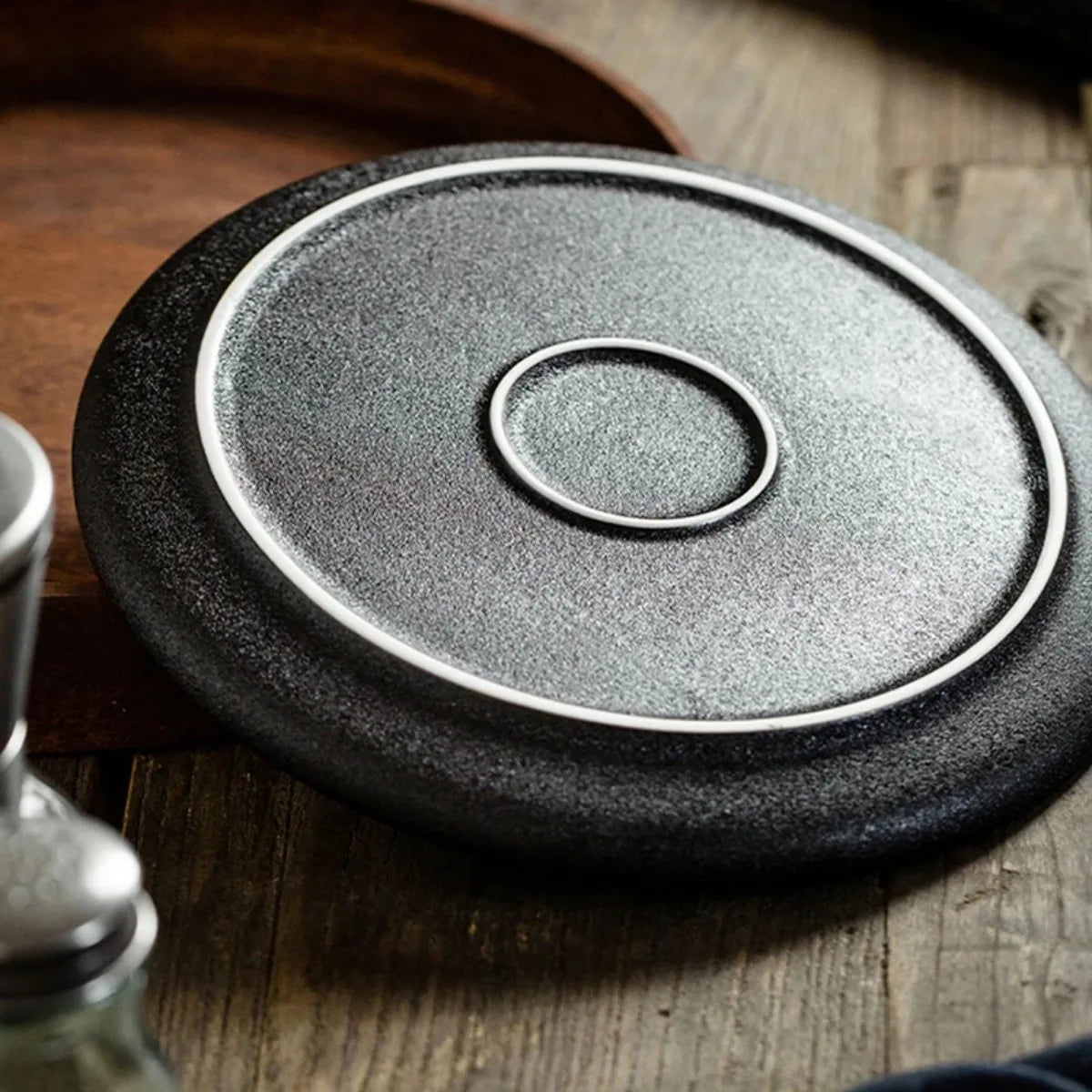 Ceramic Black Plates Dishes Japanese Style Dinnerware Set