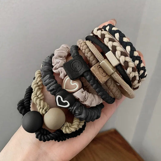 10PCS Headband Leather Band Female High Ponytail Holster Hair Accessories